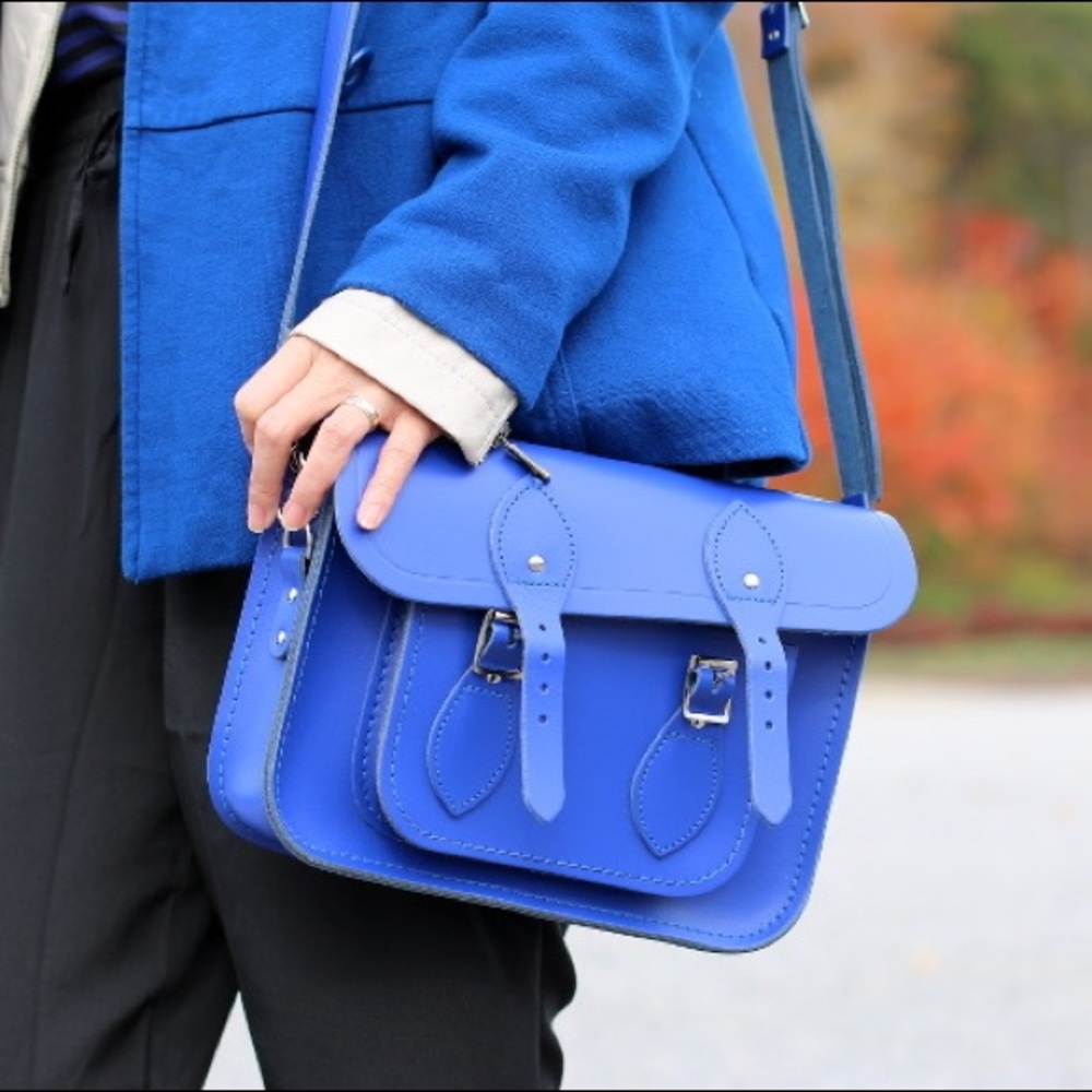 Leather Satchel  Blue Bag YOSHI